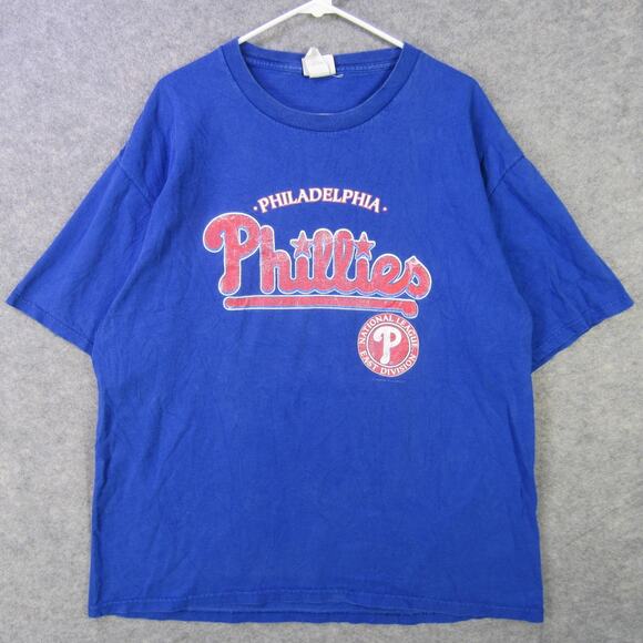 Vintage Philadelphia Phillies Shirt Mens XL Blue MLB Baseball Lee Sport 90s - Picture 1 of 9